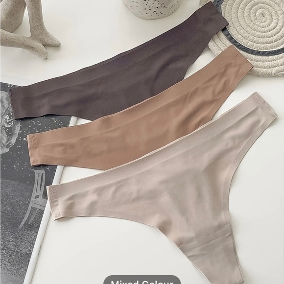 Seamless Thong   Panties 7 pcs brown,tan,blue,cream, pink, green,dark blue - Picture 1 of 2